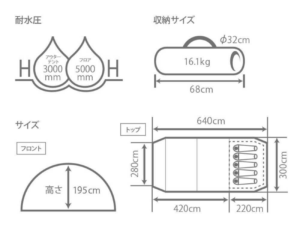 カマボコテント2 タン 仕様